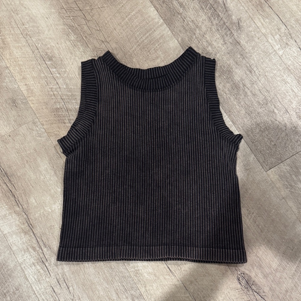 Black Ribbed Sleeveless Top